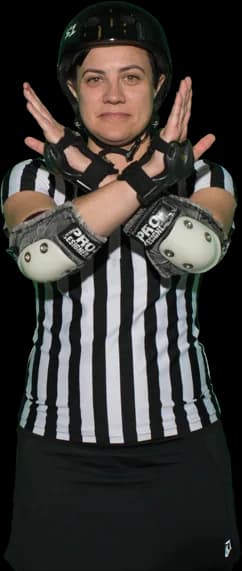 Referee crossing both forearms in an "X" in front of the body