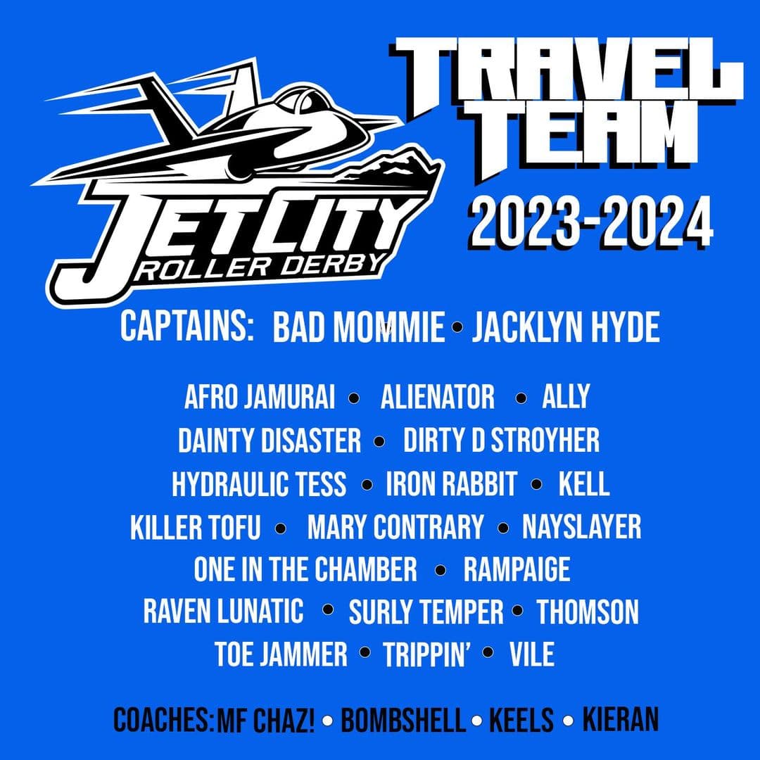 Announcing our 2023-2024 Jet City Roller Derby Travel Team!